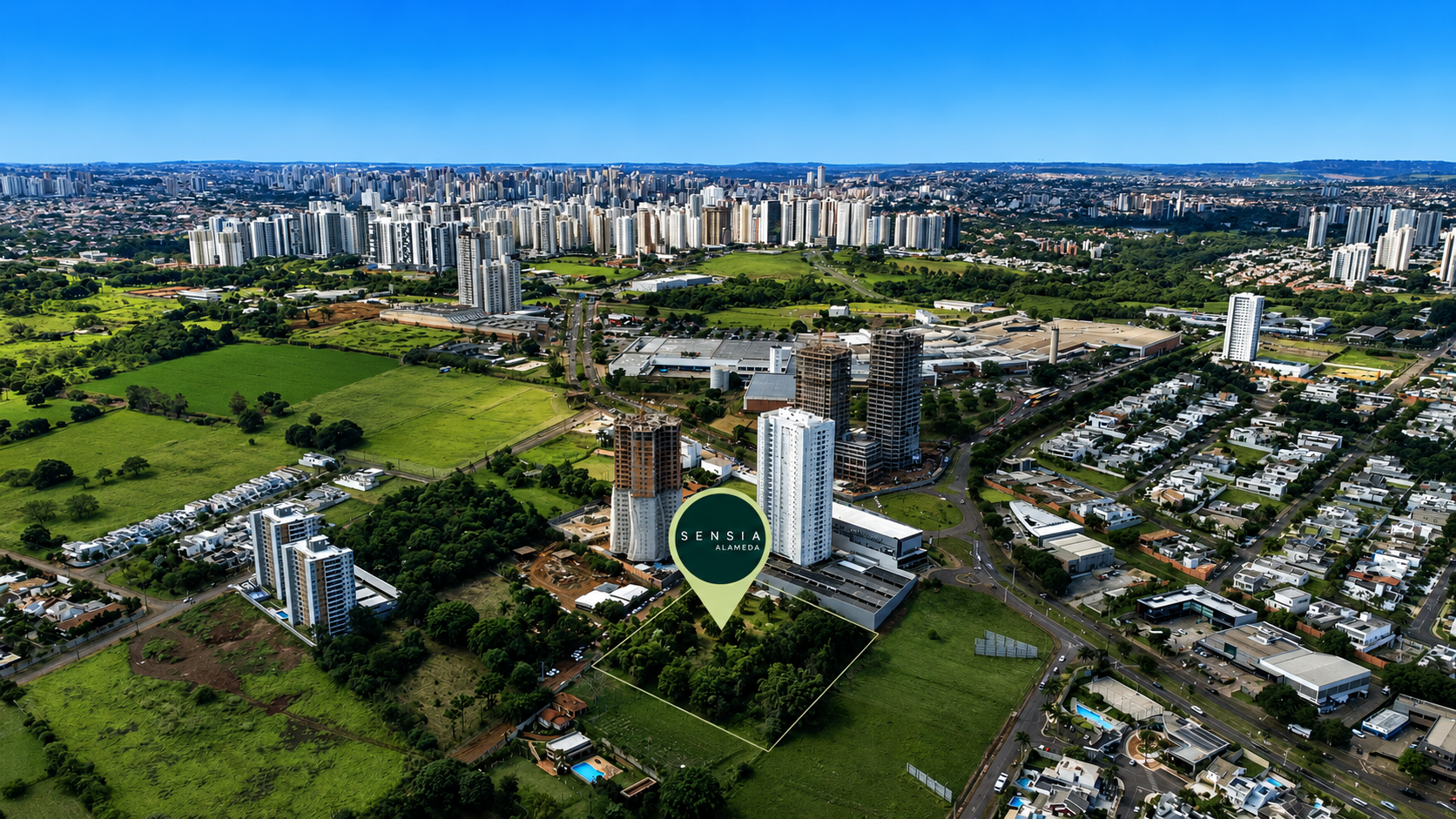 Localização aérea do Sensia Alameda em Londrina