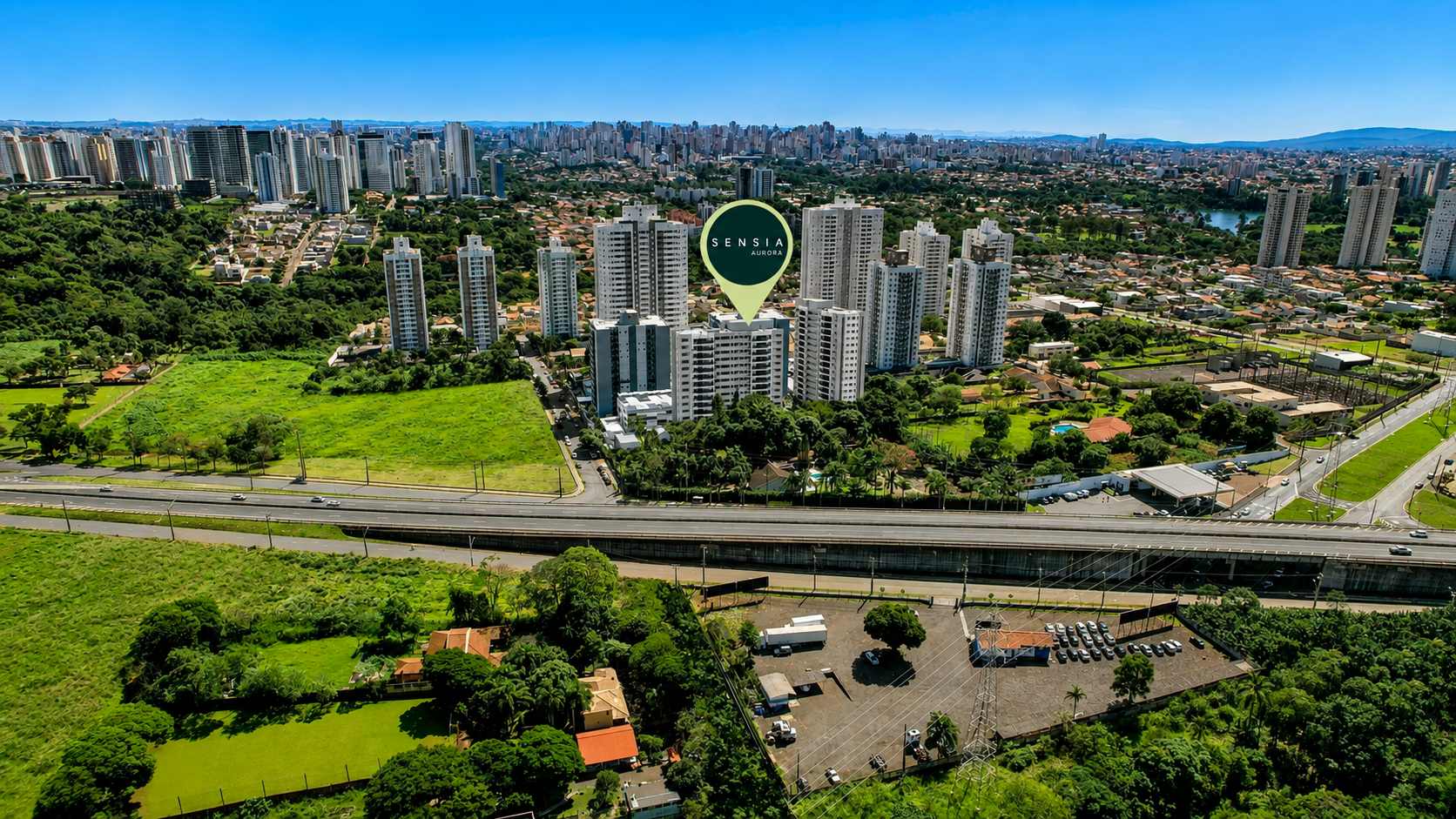 Localização aérea do Sensia Aurora em Londrina